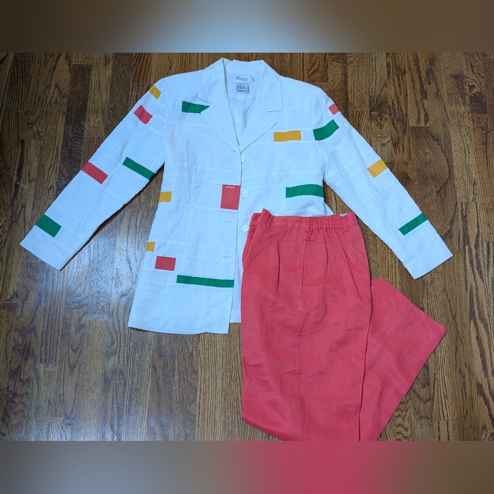 J Song collection Vintage Two Piece Linen Set Size 10 Lightly Used